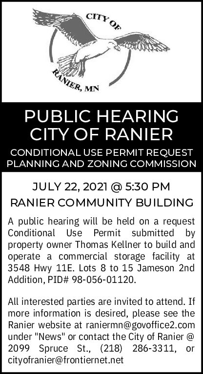 CITY OF RANIER 2X6 KELLNER HEARING
