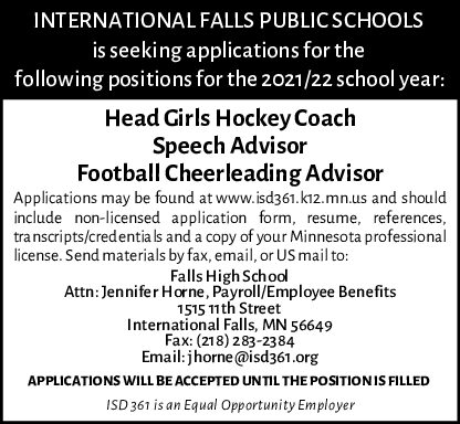 ISD 361 FHS 2X3 CLASSIFIED EMPLOYMENT